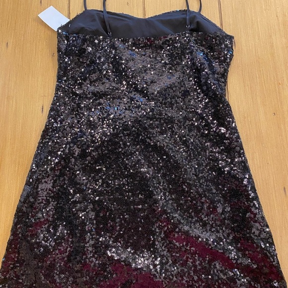 Open Edit Women’s Black Sequin Mini Dress Adjustable  Straps New Small - Picture 15 of 16